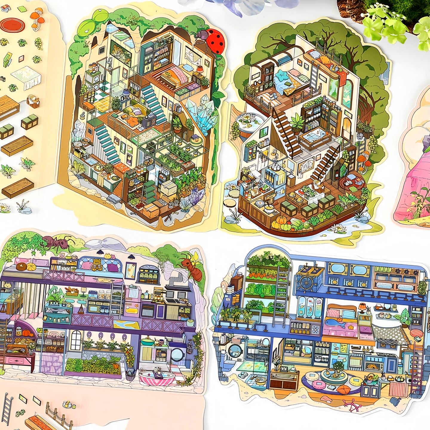 Infeelme's 7th play of DIY 3D Scene Stickers in open today, My Cabin 2.5D Landscaping Stickers Cute DIY Handmade Miniature Scene Stickers#148