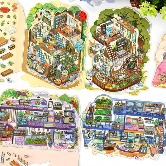Infeelme's 7th play of landscape stickers in open today, My Cabin 2.5D Landscaping Stickers Cute DIY Handmade Miniature Scene Stickers#148
