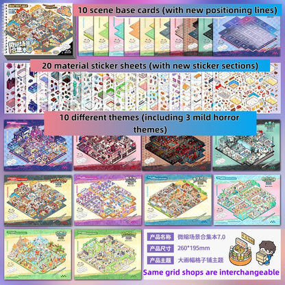 TELADO DIY 3D Scene Stickers Collection book 7.0 Landscaping Stickers Hand Account Stickers Scene Stickers Cartoon Miniature Cabin Girls Children's Educational Toys DIY Hand Account Stickers Decoration Creative Stickers#97
