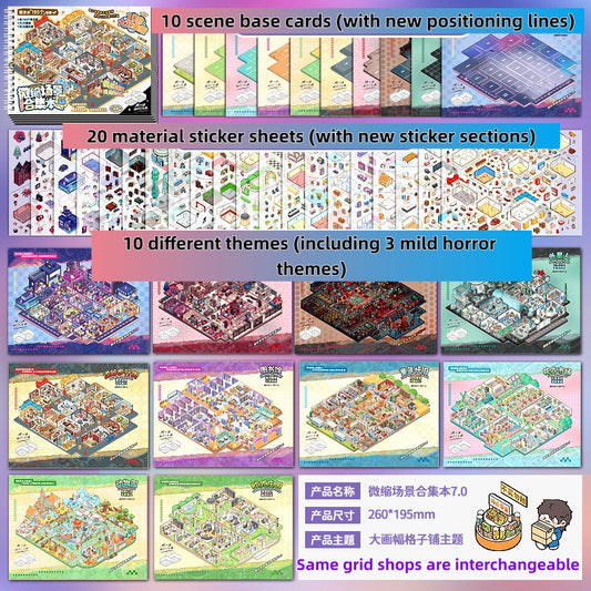 TELADO DIY 3D Scene Stickers Collection book 7.0 Landscaping Stickers Hand Account Stickers Scene Stickers Cartoon Miniature Cabin Girls Children's Educational Toys DIY Hand Account Stickers Decoration Creative Stickers#97