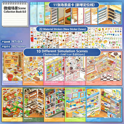 TELADO Miniature Scene Collection Ben Landscaping Sticker Tweezers Set Hand Account Sticker Clip Cartoon Cabin Girl Children Educational Toys DIY Snack Drink Hand Account Sticker Decorative Sticker#90