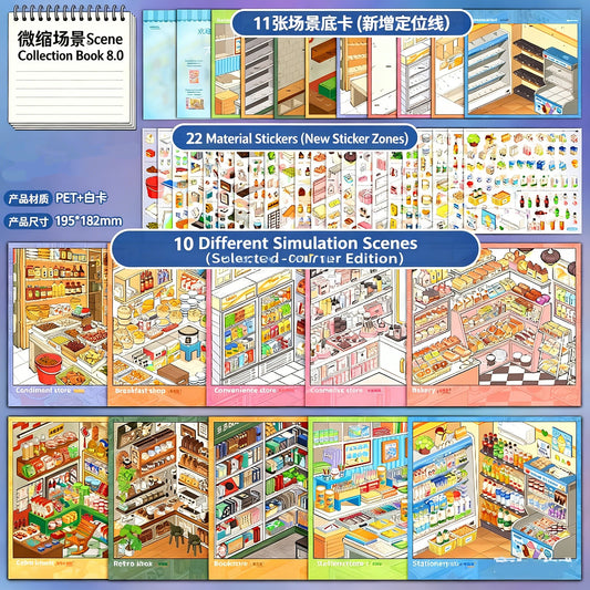 TELADO Miniature Scene Collection Ben Landscaping Sticker Tweezers Set Hand Account Sticker Clip Cartoon Cabin Girl Children Educational Toys DIY Snack Drink Hand Account Sticker Decorative Sticker#90