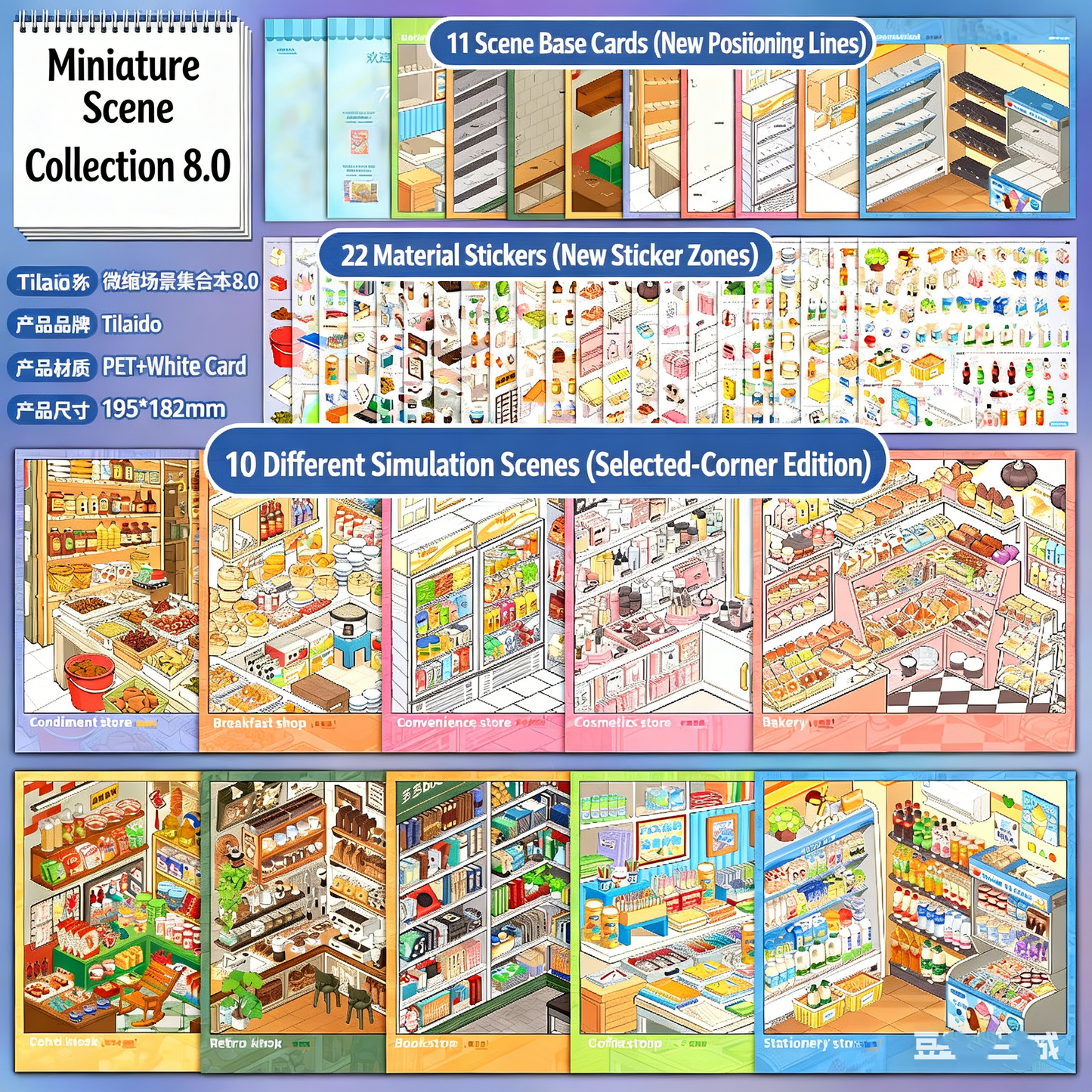 TELADO DIY 3D Scene Stickers Collection Book 8.0 Landscaping Stickers Fun Cartoon Three-dimensional Cabin Handbook Stickers Girls Children's Educational Toys DIY Adults Unzip Handbook Stickers Decorative Stickers#81