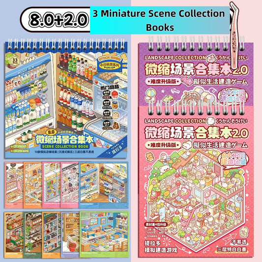 TELADO DIY 3D Scene Stickers Collection Book 8.0 Size Goods Landscaping Sticker Handbook Sticker Scene Small Supermarket Cartoon Cabin Girl Children's Educational Toys DIY Snacks Handbook Sticker Decorative Sticker#98