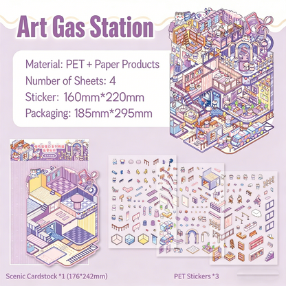 Meow Leisure Day | Large 3D Stereoscopic House DIY Stress Relief Stickers # 72