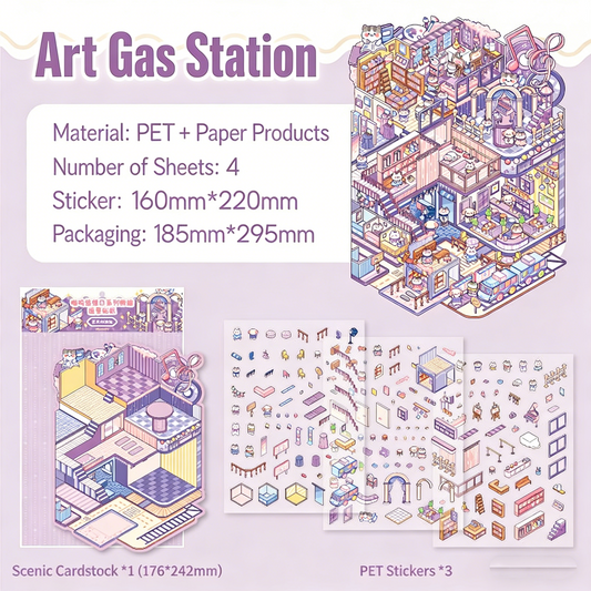 Meow Leisure Day | Large 3D Stereoscopic House DIY Stress Relief Stickers # 72