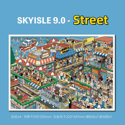 SKYISLE 9.0 DIY 3D Scene Stickers, American comic style, cartoon DIY decompression miniature scene sticker#106