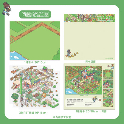 White eggplant 4.0 DIY 3D Scene Stickers Sunflower Manor auspicious time has arrived at the wedding farming 3D scene sticker #197