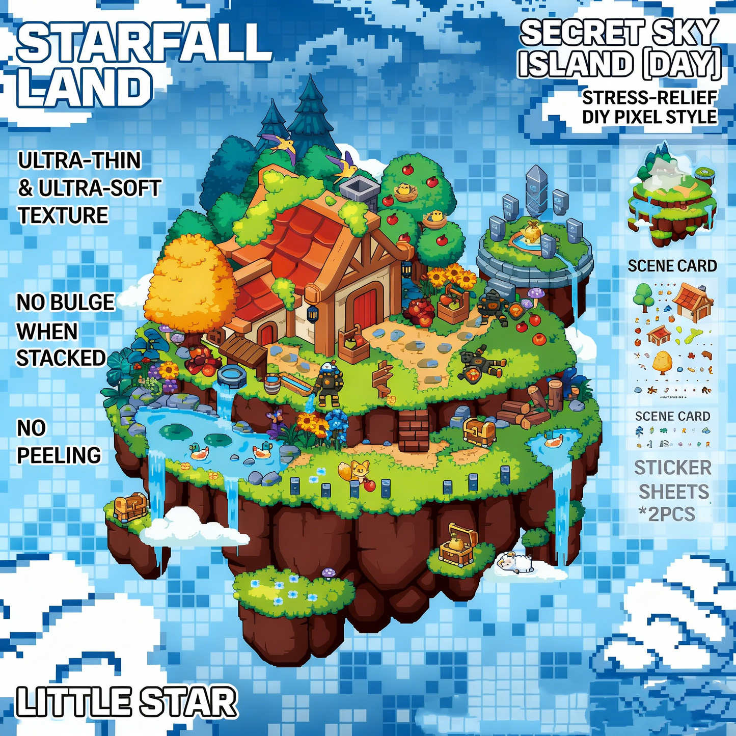 The Land of Falling Stars 6.0 pixel DIY 3D Scene Stickers decompression DIY miniature space#172