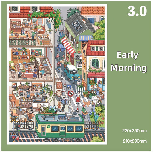 SKYISLE 3.0 large series, DIY 3D Scene Stickers, miniature scenes in the early morning, noon and evening#108