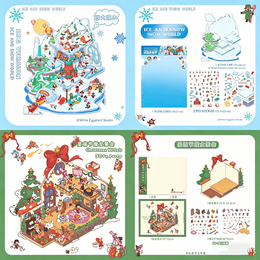 White Eggplant [Ice and Snow World + Christmas Witch Party] Original DIY 3D Scene Stickers #192