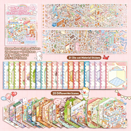YiLan DIY 3D Scene Stickers 1.0 Miniature Scene Collection Book – Large Size #328