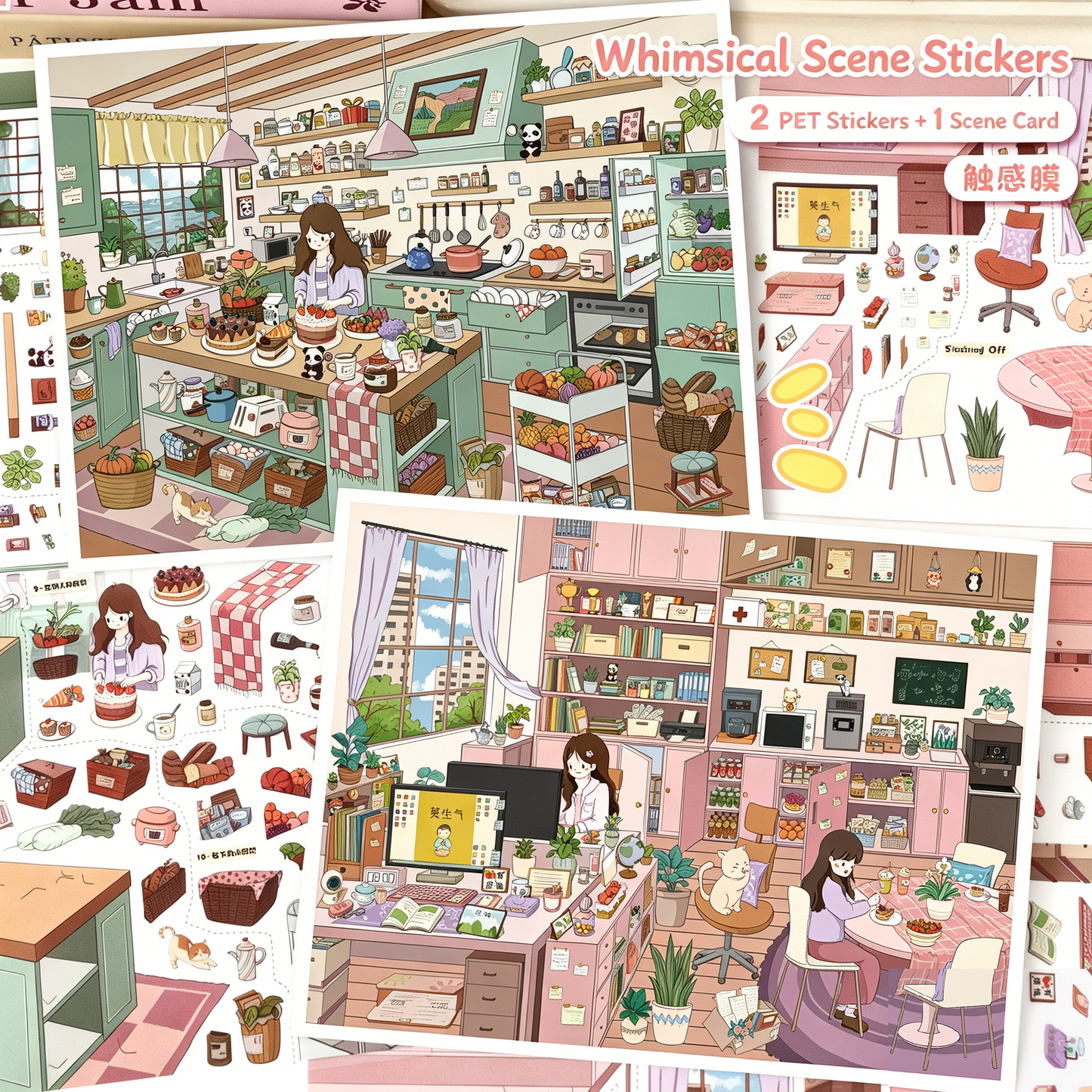 YiLan DIY 3D Scene Stickers 140.0 Cozy Office & Dessert Kitchen #318