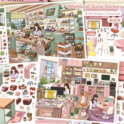 YiLan DIY 3D Scene Stickers 140.0 Cozy Office & Dessert Kitchen #318