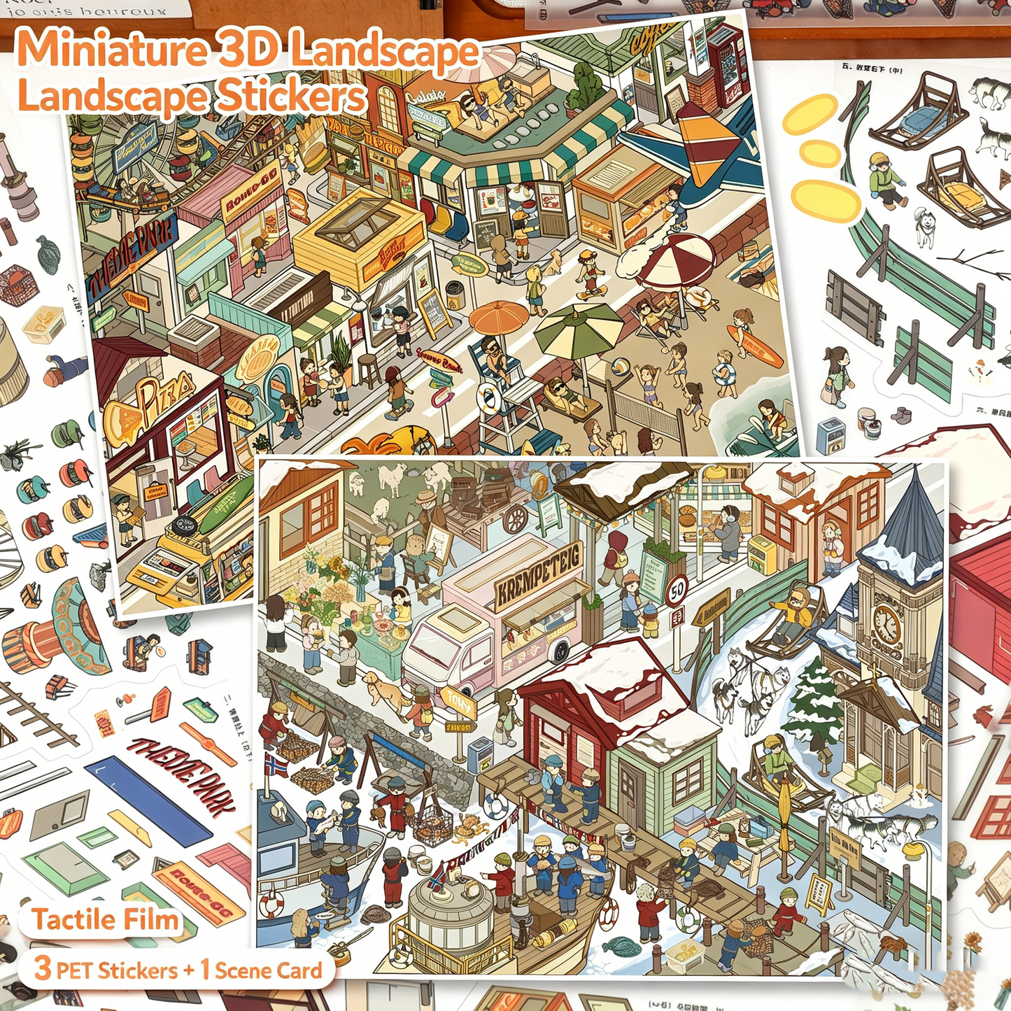 YiLan DIY 3D Scene Stickers 147.0 California Coast & Norwegian Village #308