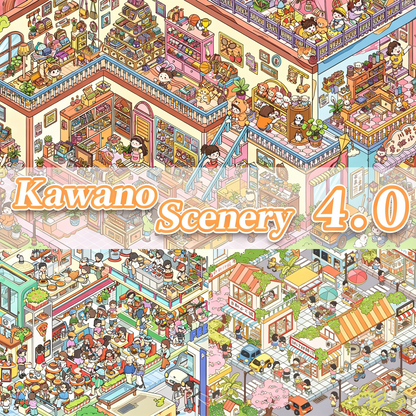 Kawano DIY 3D Scene Stickers 4.0 Series City Street Scene Food Series (Wandering Food City) #214