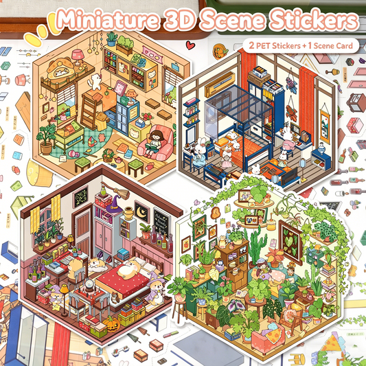 YiLan DIY 3D Scene Stickers Cute Little House Series Small Size Miniature Scene Stickers #312