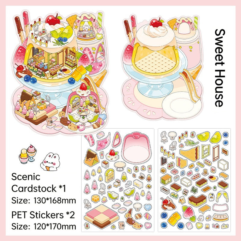 Infeelme's 12th play of DIY 3D Scene Stickers in open today, Landscaping Sticker Large 3D Cabin Miniature Scene 12.0#154