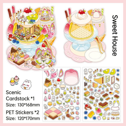 Infeelme's 12th play of DIY 3D Scene Stickers in open today, Landscaping Sticker Large 3D Cabin Miniature Scene 12.0#154