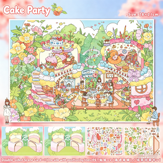 YiLan DIY 3D Scene Stickers  138.0 Large Bamboo Rhyme Teahouse Cake Party High Difficulty #244