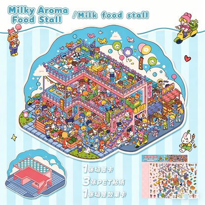 YiLan DIY 3D Scene Stickers 14.0 Large cute ocean food stall #238
