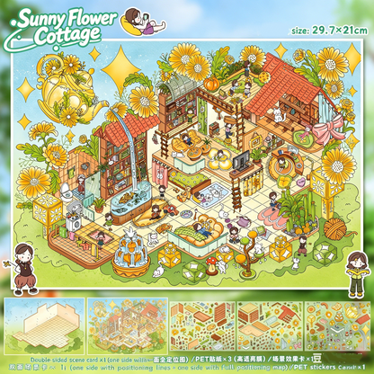 YiLan DIY 3D Scene Stickers 144.0 Rose Manor Sunny Flower Cottage #240
