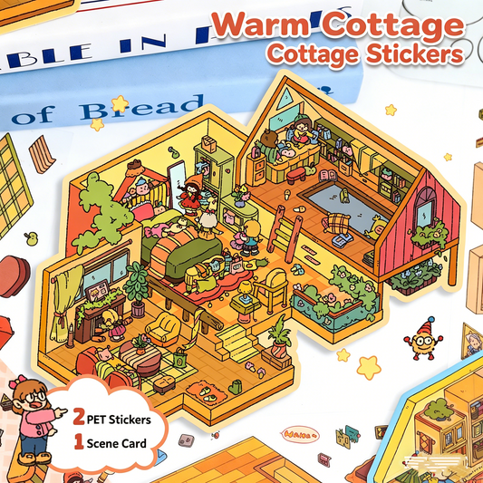 YiLan DIY 3D Scene Stickers 16.0 Cute Large Size 3D Cabin Doll Party #223