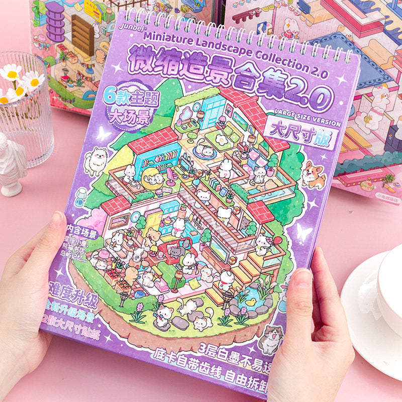 Creative large-size miniature DIY 3D Scene Stickers collection book 2.0 junior high school student hand account DIY theme material three-dimensional sticker#132