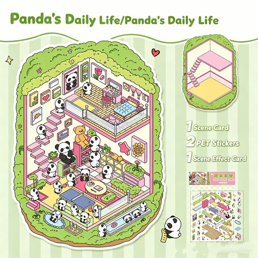 YiLan DIY 3D Scene Stickers 21.0 Cute Large Landscaping Sticker Underwater World Panda Cabin #234