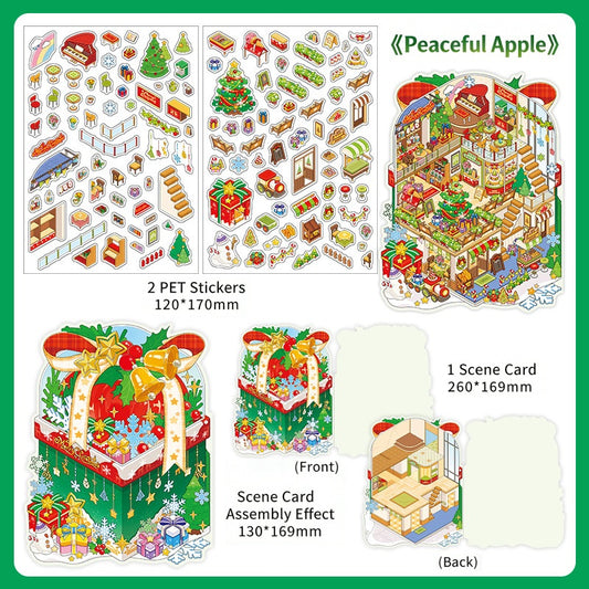 Infeelme's 25th play of landscape stickers in open today, Christmas miniature scene stickers High difficulty#146