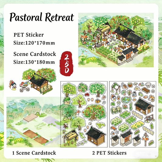 Infeelme's 4th play of landscape stickers in open today, My Cabin Landscaping Sticker Large Antique Stereo DIY Miniature Scene Sticker#152