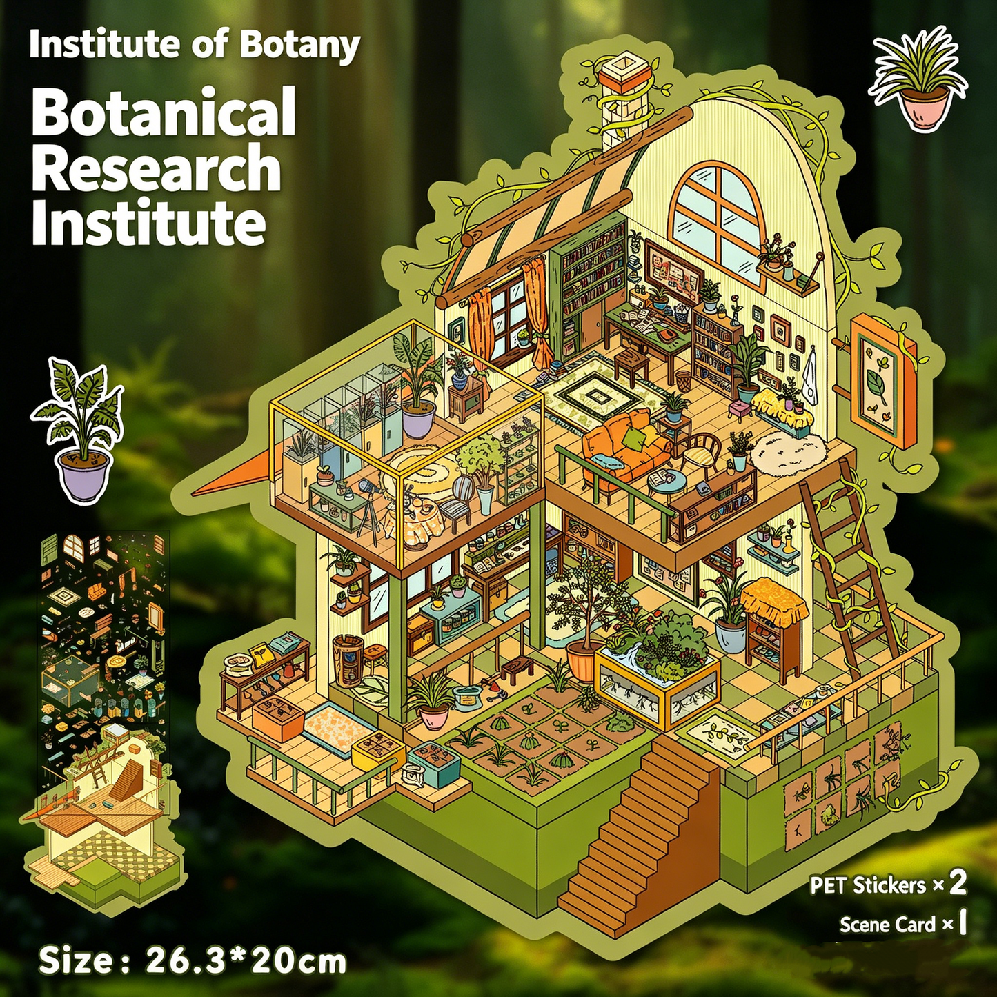 YiLan DIY 3D Scene Stickers 51.0 Plant Research Institute & Starry Wonder House – Large Size #332