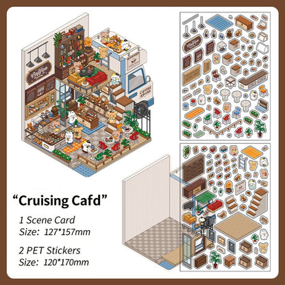 Infeelme's 6th play of DIY 3D Scene Stickers in open today,  landscaping sticker hut miniature scene sticker large#155