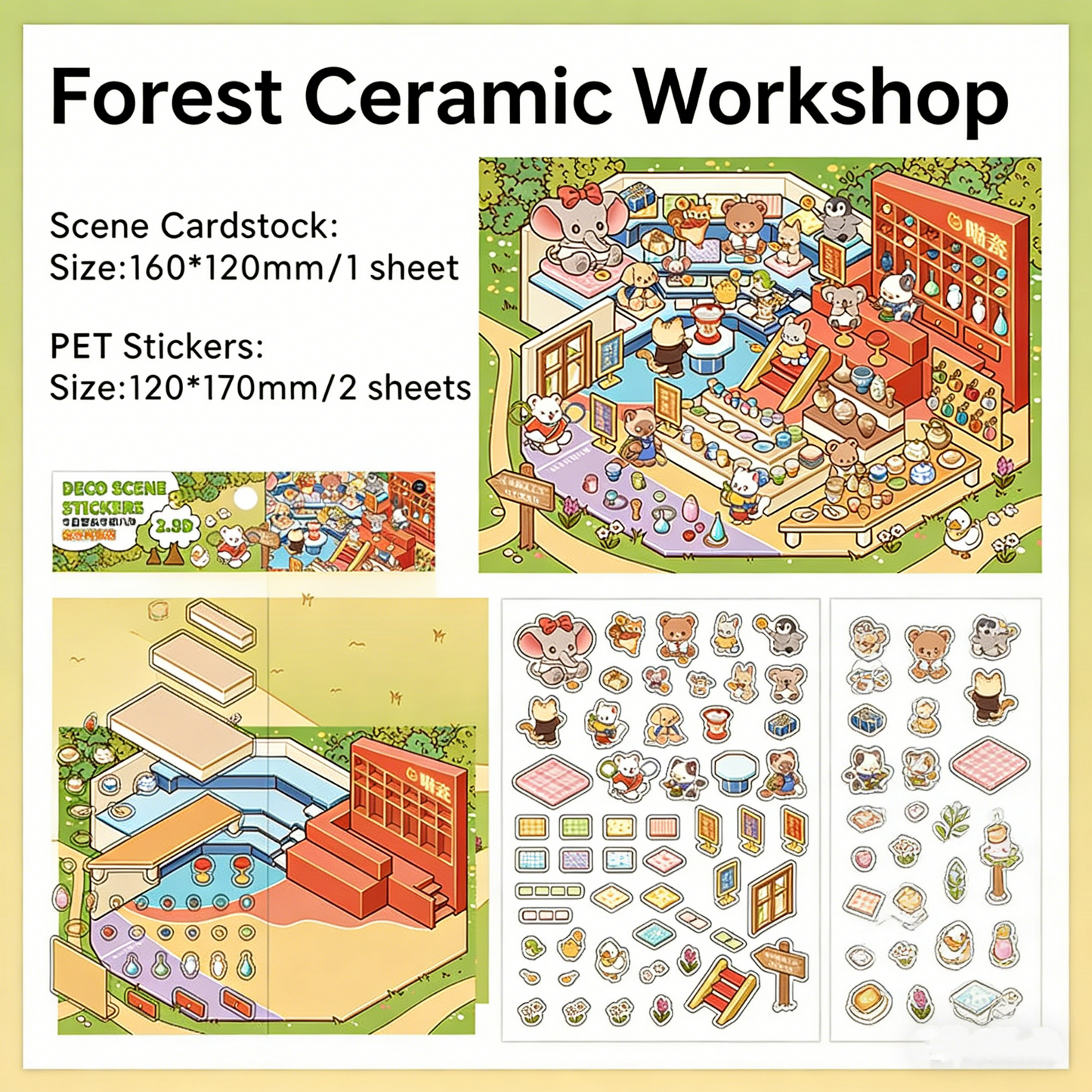 Infeelme's eighth play of DIY 3D Scene Stickers  in open today, 2.5D landscaping sticker large miniature scene three-dimensional hut sticker#110