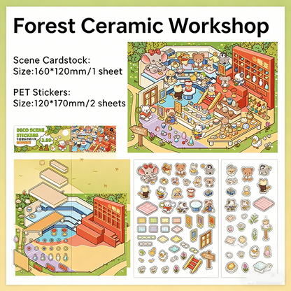 Infeelme's eighth play of DIY 3D Scene Stickers  in open today, 2.5D landscaping sticker large miniature scene three-dimensional hut sticker#110