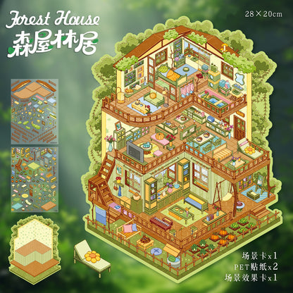 YiLan DIY 3D Scene Stickers 94.0 Queen Villa Forest Cabin Miniature Scene #256
