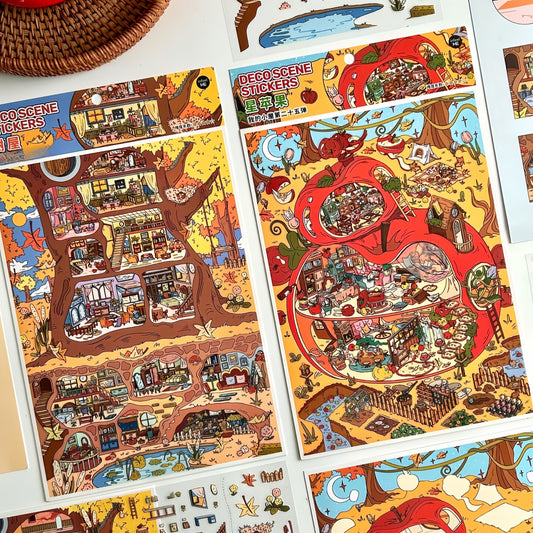 Infeelme's 25th play of landscape stickers in open today, Landscaping Stickers Large Star Apple Tree House My Cabin Stickers#144