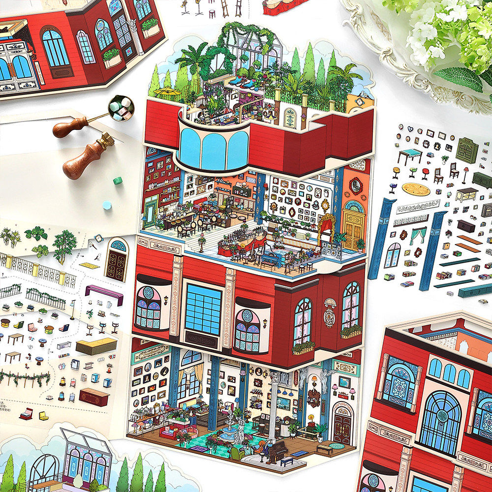 Infeelme's 33rd play of DIY 3D Scene Stickers in open today,  My Cabin Scene Miniature Landscaping Sticker Large#141