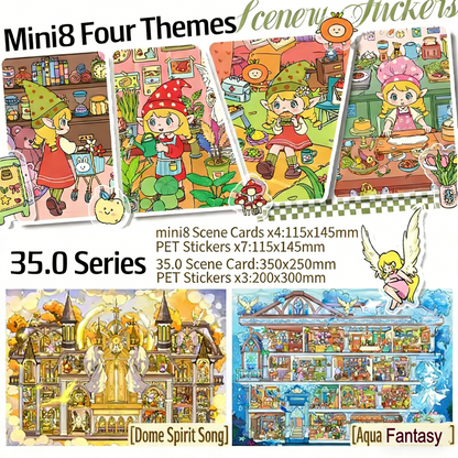Paper space 35.0+mini8 special oil DIY 3D Scene Stickers bright film#173