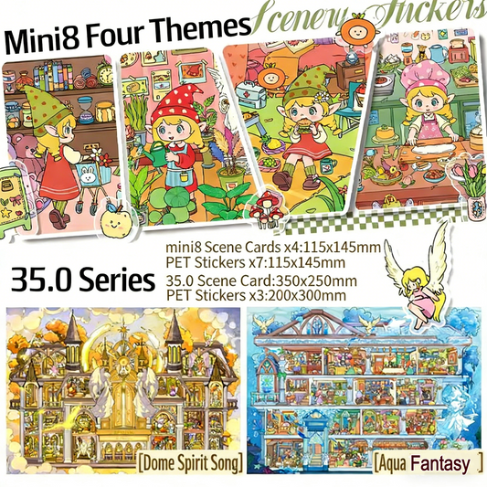 Paper space 35.0+mini8 special oil DIY 3D Scene Stickers bright film#173