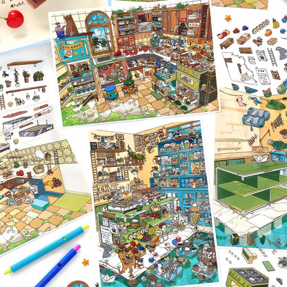 Infeelme's 36th play of DIY 3D Scene Stickers in open today, My Cabin Scene Miniature Landscaping Sticker Large#160