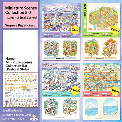 TELADO DIY 3D Scene Stickers Collection Ben 5.0 New Pastoral Landscaping Sticker Scene Hand Account Sticker Set Three-dimensional Miniature Cabin Girls Children's Educational Toys DIY Hand Account Sticker Sticker#91