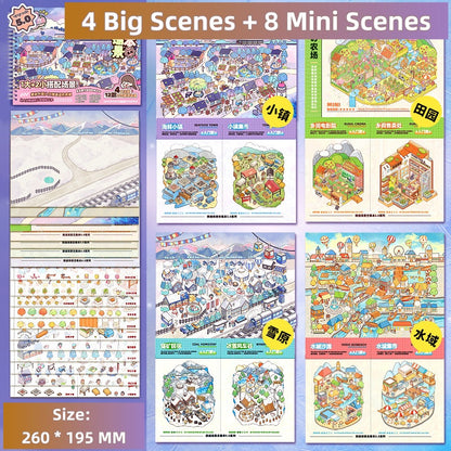 TELADO DIY 3D Scene Stickers collection book 4.0 micro-horror landscaping sticker scene hand account sticker three-dimensional miniature hut girl children's educational toys DIY hand account sticker decorative creative sticker#99