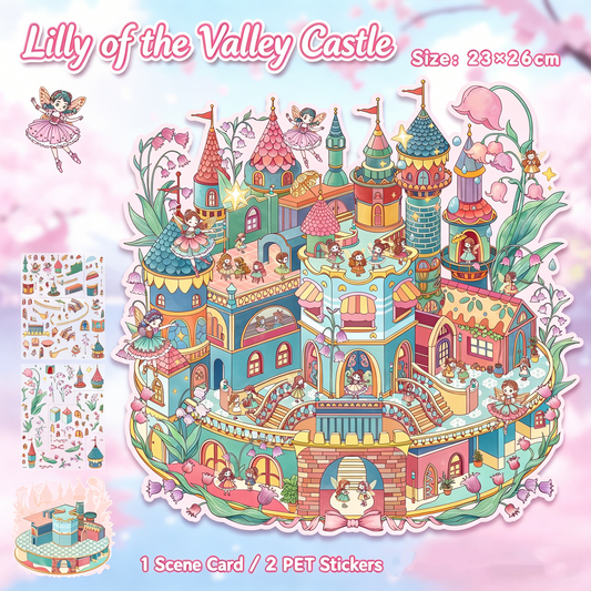YiLan DIY 3D Scene Stickers 92.0 Tropical Rainforest Cottage & Lily of the Valley Castle – Large Edition #326