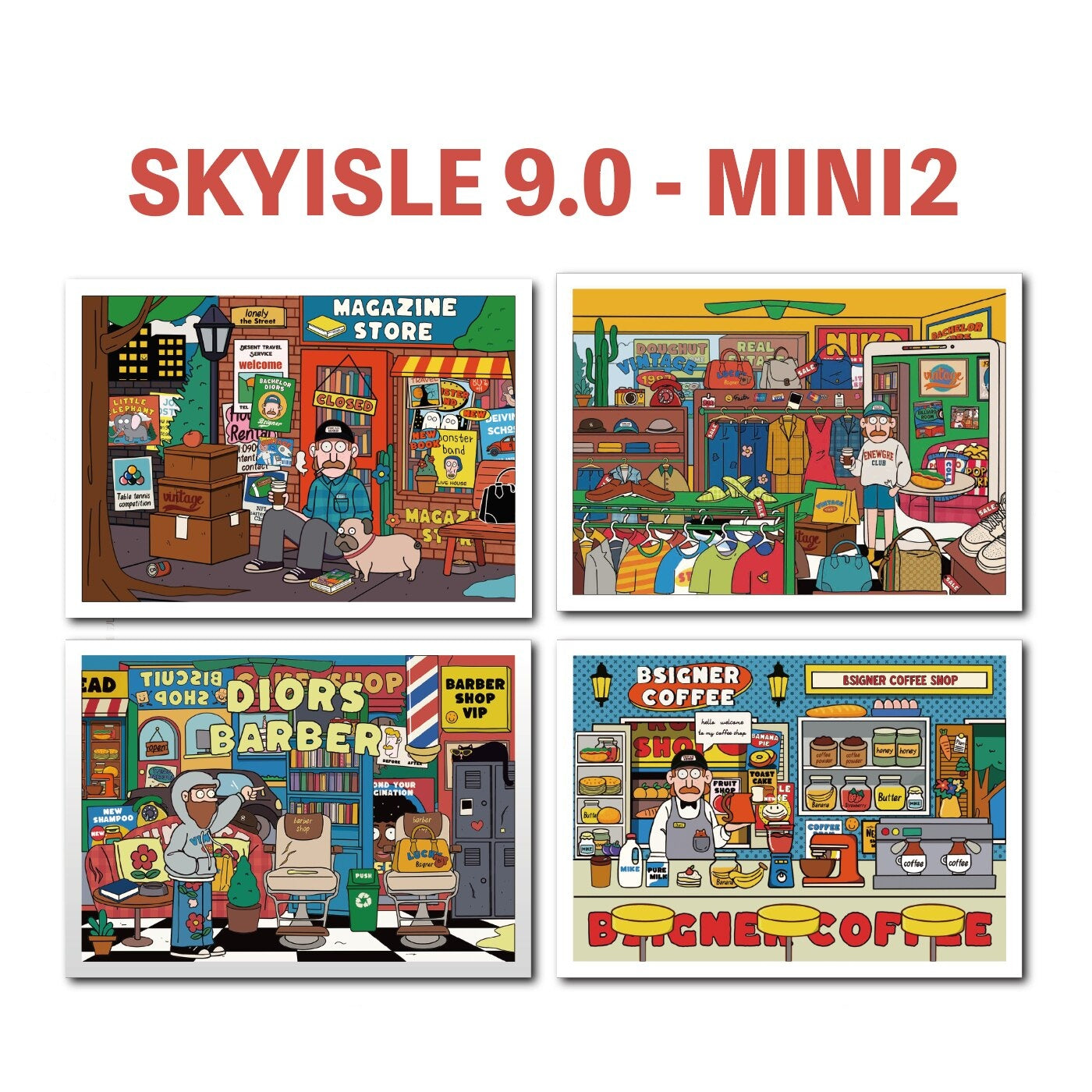 SKYISLE 9.0 DIY 3D Scene Stickers, American comic style, cartoon DIY decompression miniature scene sticker#106