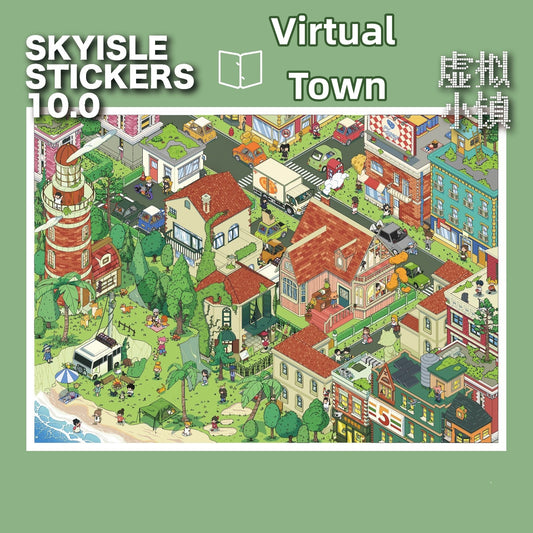 SKYISLE 10.0 DIY 3D Scene Stickers, colorful urban glass cup jadeite cage decompression miniature scene DIY sticker#103