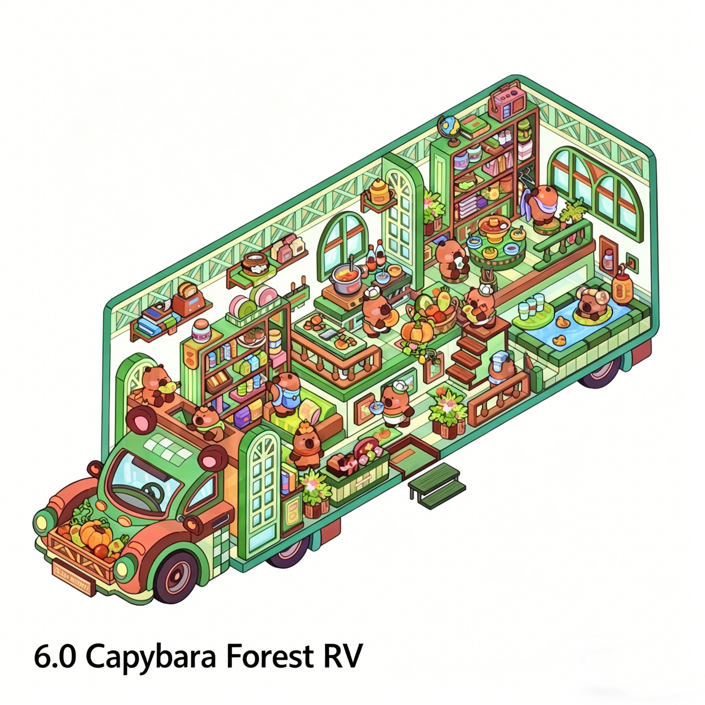 Senyou DIY 3D Scenes Stickers 6.0 RV Miniature Scene Landscaping Sticker #292