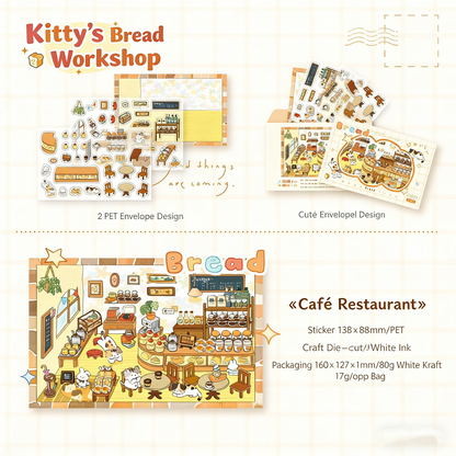 Kitten Bakery Workshop | Cute Store Interior Mini House Scene Stickers # 79