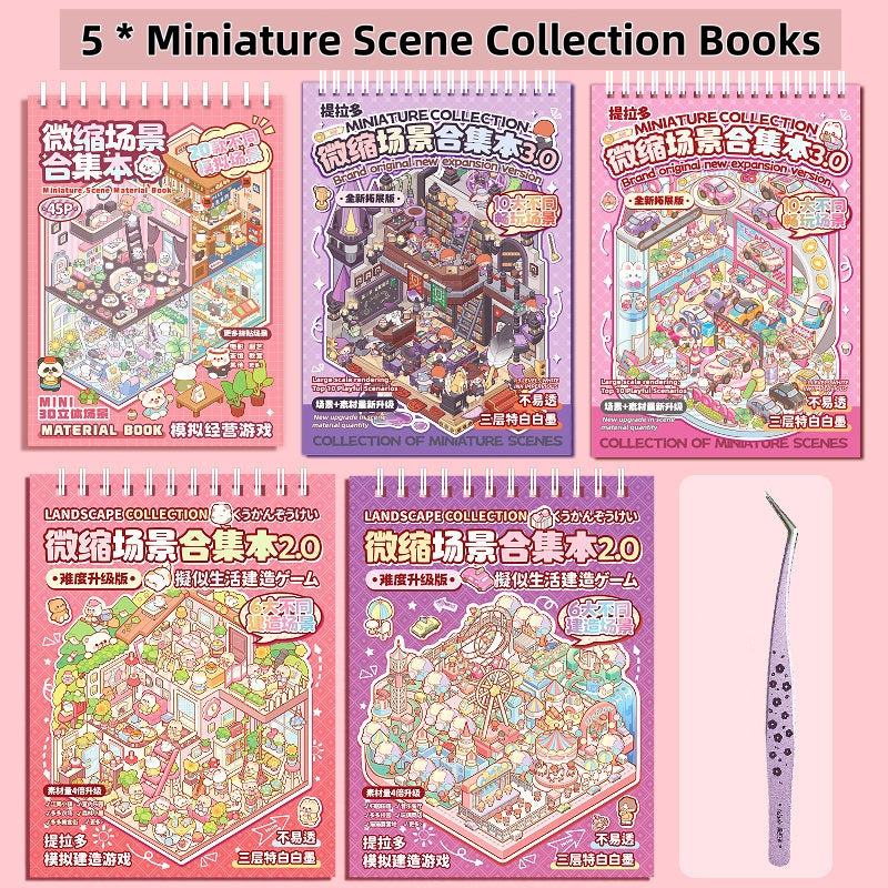 TELADO DIY 3D Scene Stickers Collection Ben 5.0 New Landscaping Sticker Scene Hand Account Sticker Set Three-dimensional Miniature Cabin Girls Children's Educational Toys DIY Hand Account Sticker Decorative Sticker#101