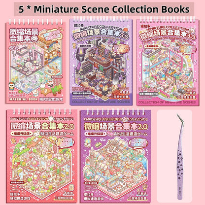 TELADO DIY 3D Scene Stickers Collection Ben 5.0 New Landscaping Sticker Scene Hand Account Sticker Set Three-dimensional Miniature Cabin Girls Children's Educational Toys DIY Hand Account Sticker Decorative Sticker#101